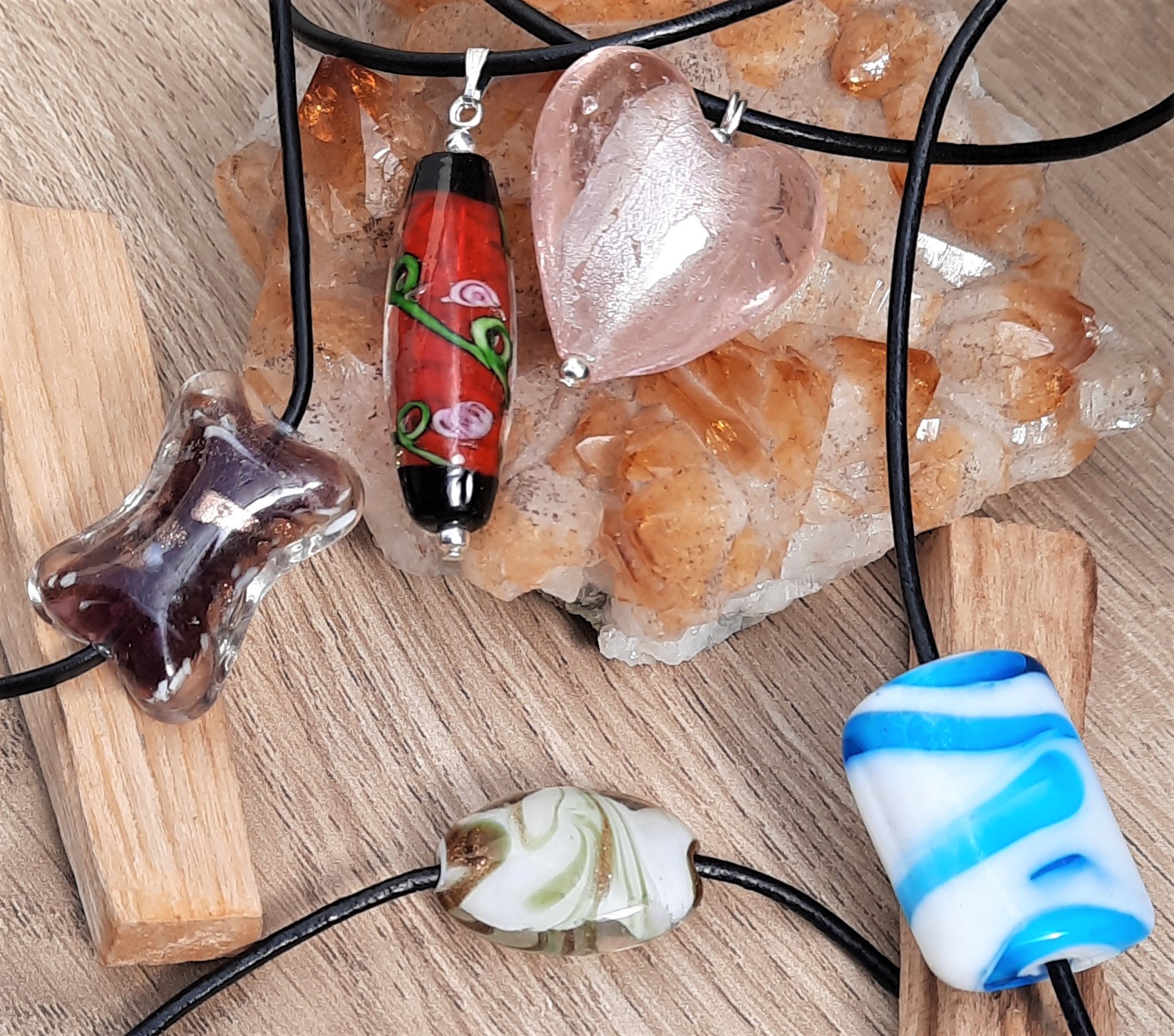 Triangolo rouge - pendentif verre de murano rouge de venise