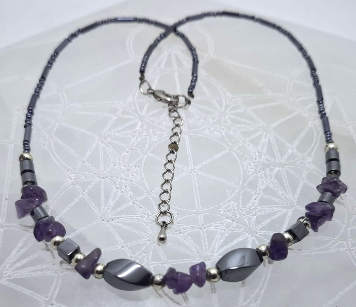 Collier d'Hématite et Améthyste